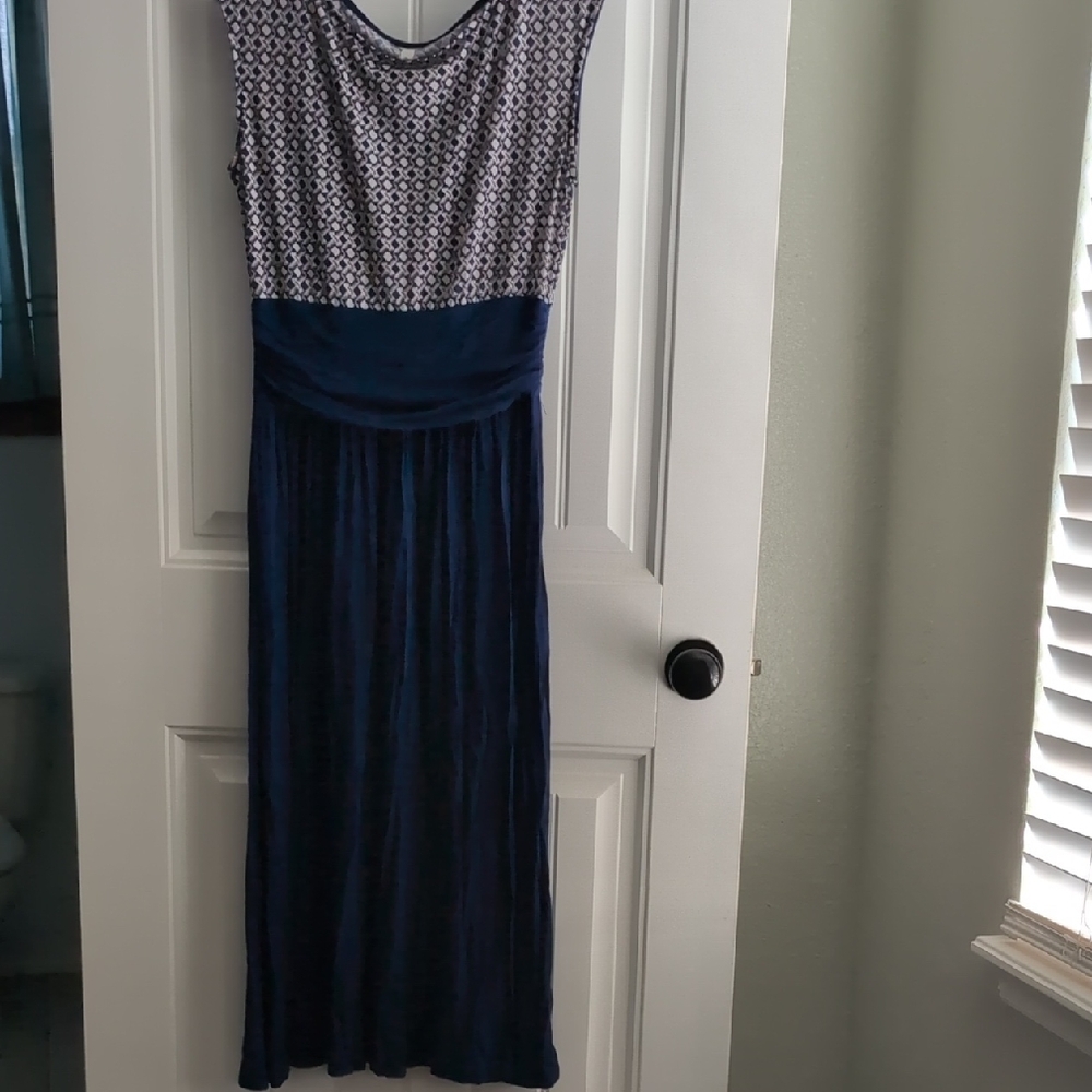 Chic Navy and White Maxi Dress